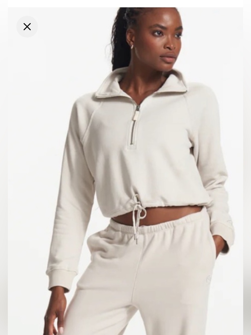 Vuori Sedona Half Zip Sweatshirt in Salt size small
